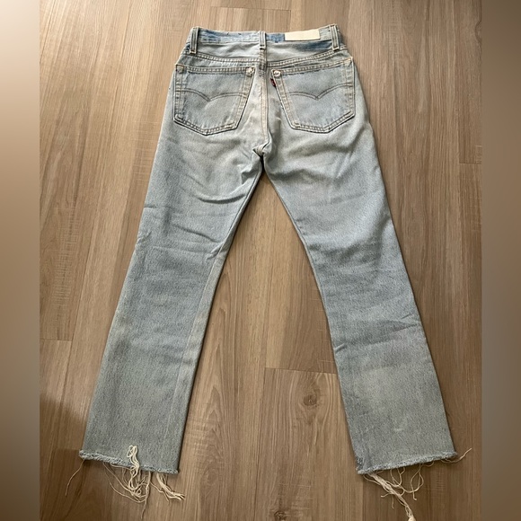 Redone vintage levi’s 501 size 24 high rise straight cropped jeans - Picture 2 of 16